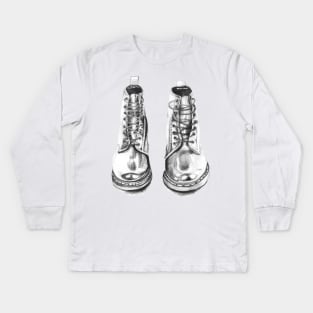 Doc Martens Pencil Drawing Kids Long Sleeve T-Shirt